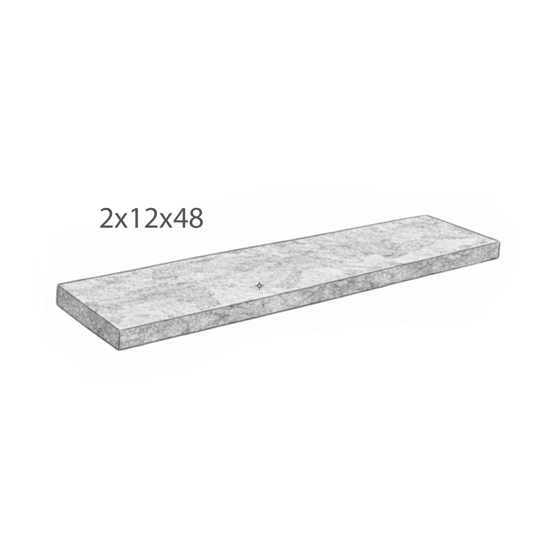 Coping - Gray Mix Travertine - Honed - Saw Cut - 2"x12"x48" sketch