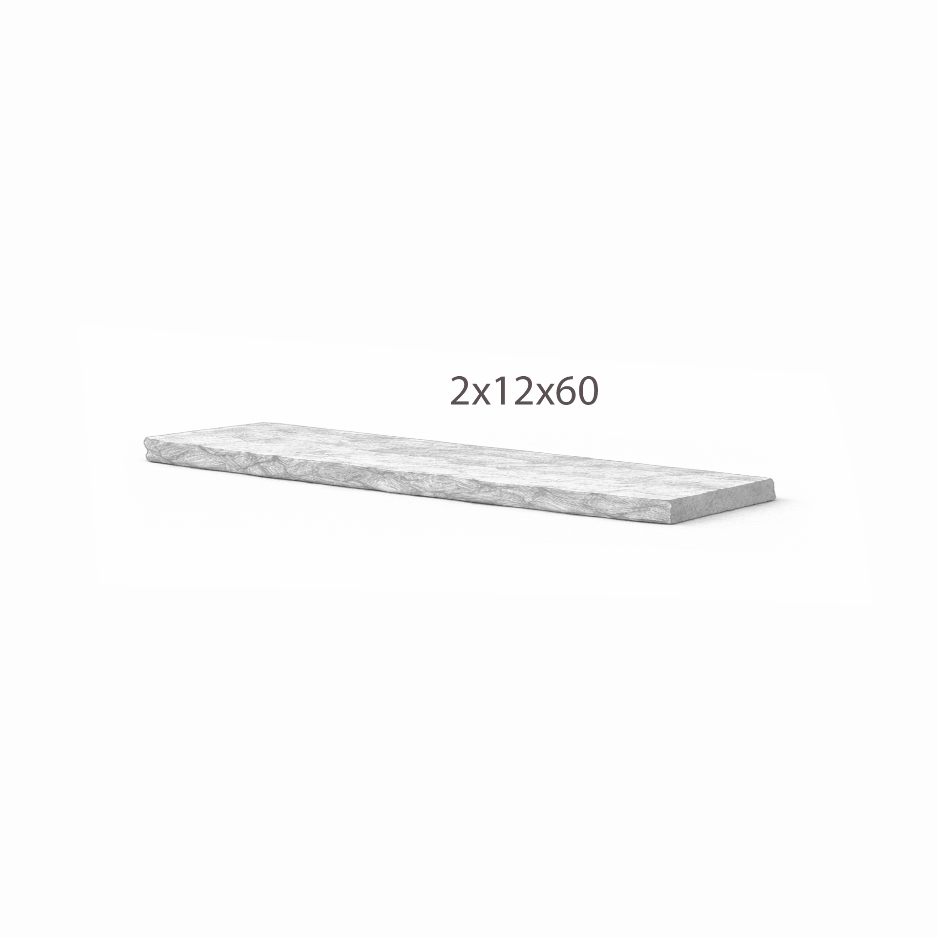 Coping - Silver Valley Limestone - 3 Edges Sawn, 1 Longside Rockfaced - 2"x12"x60" sketch