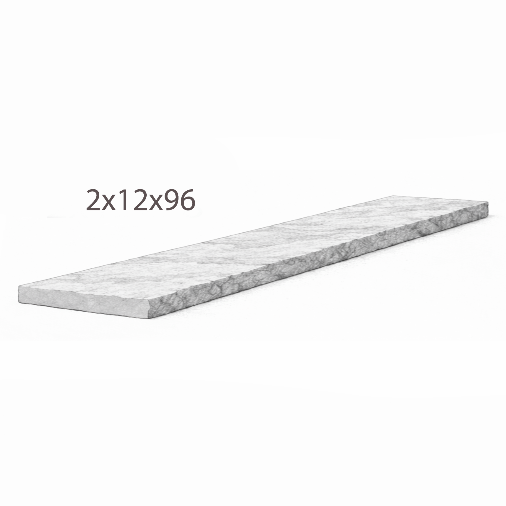 Coping - Lavender Sandstone - 3 Edges Sawn, 1 Longside Rockfaced - 2"x12"x96" sketch