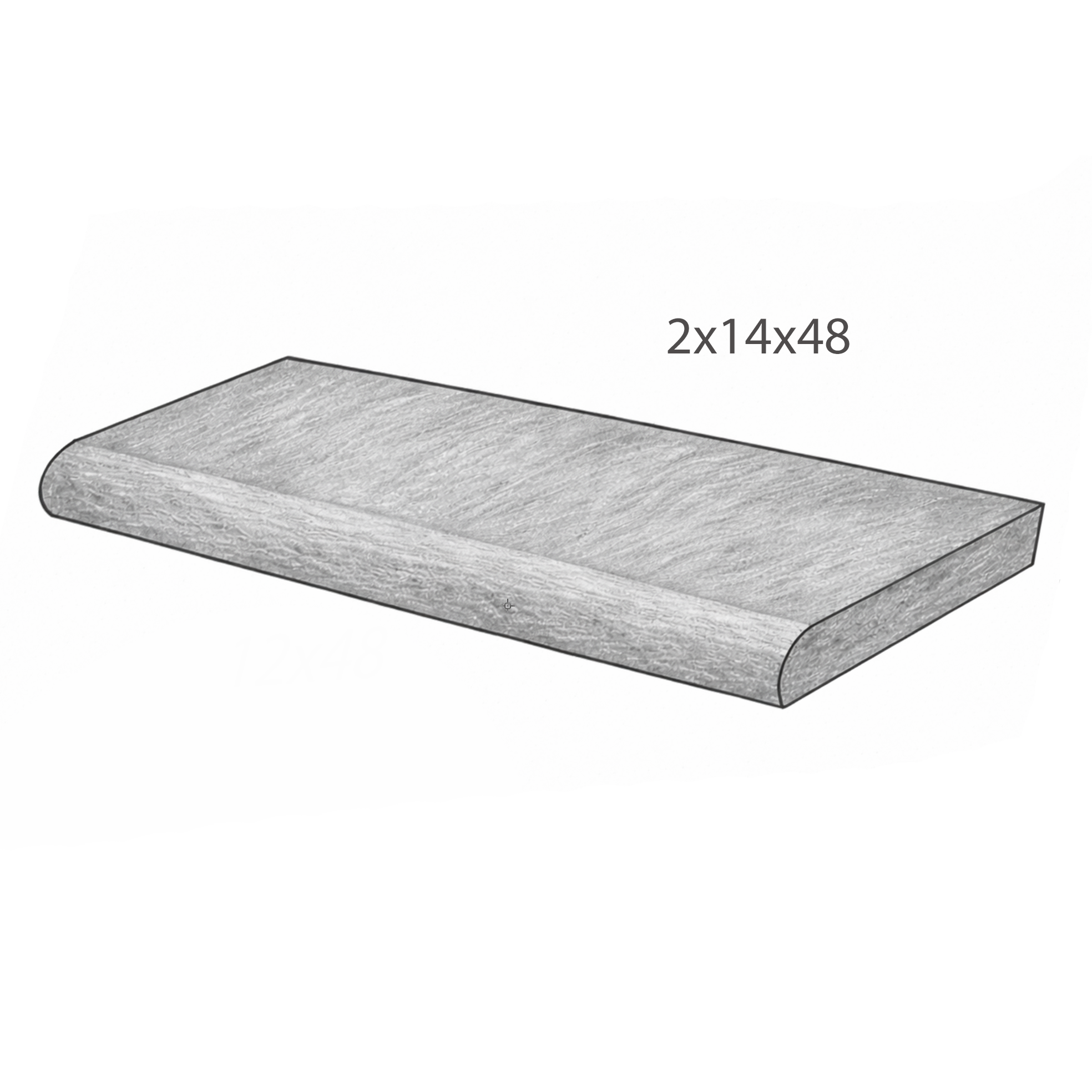 Coping - Gray Mix Travertine - Straight Cut - 2"x14"x48" sketch