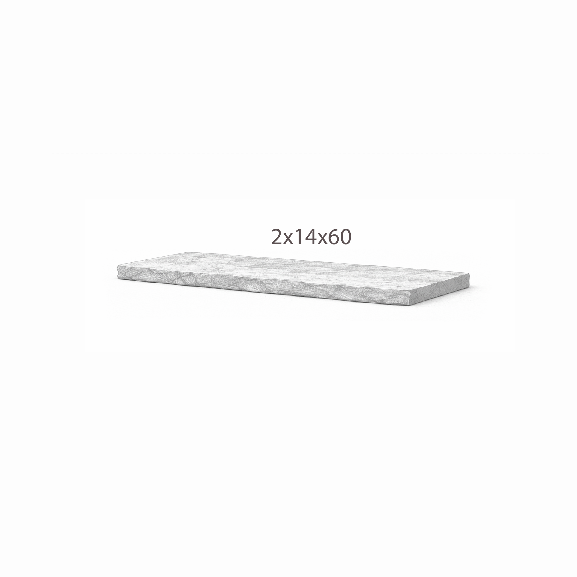 Coping - Antique Blue Limestone - 3 Edges Sawn, 1 Longside Rockfaced - 2"x14"x60" sketch