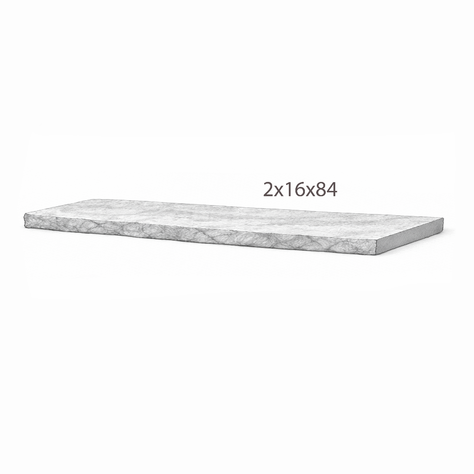Coping - Silver Valley Limestone - 3 Edges Sawn, 1 Longside Rockfaced - 2"x16"x84" sketch