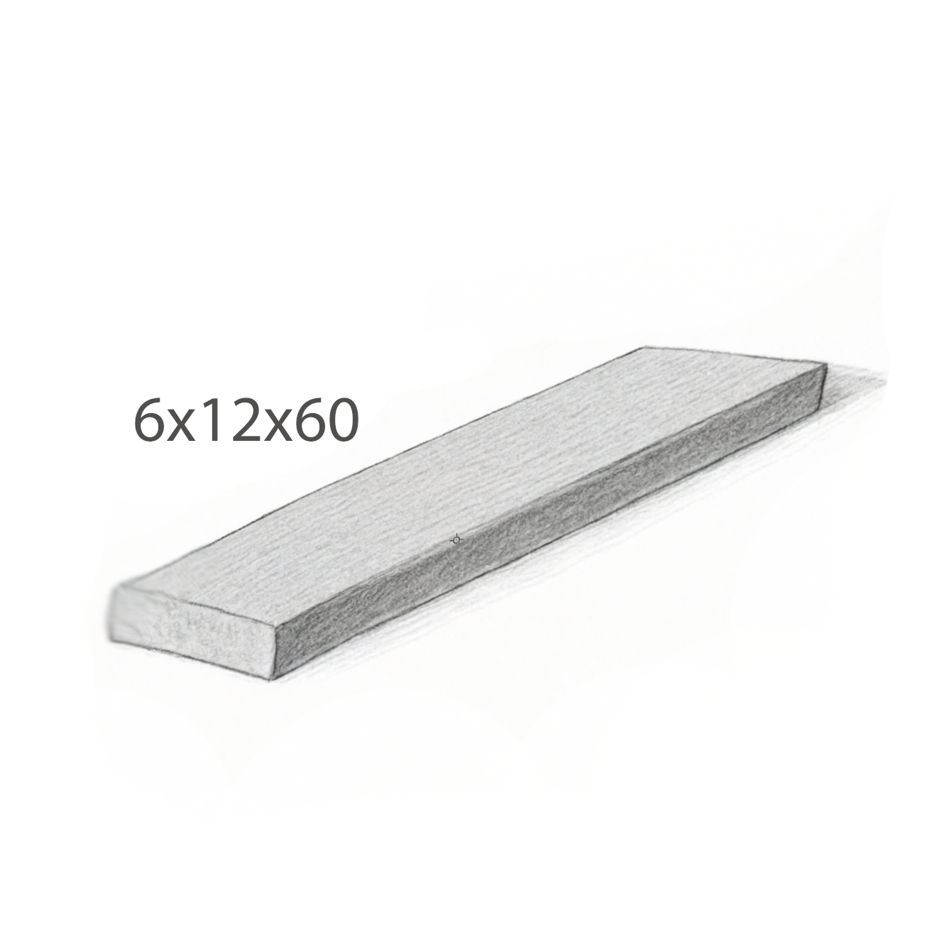 Step - Imperial Black - 3 Edges Rock Face, 1 Longside Sawn - 6"x12"x60" Sketch