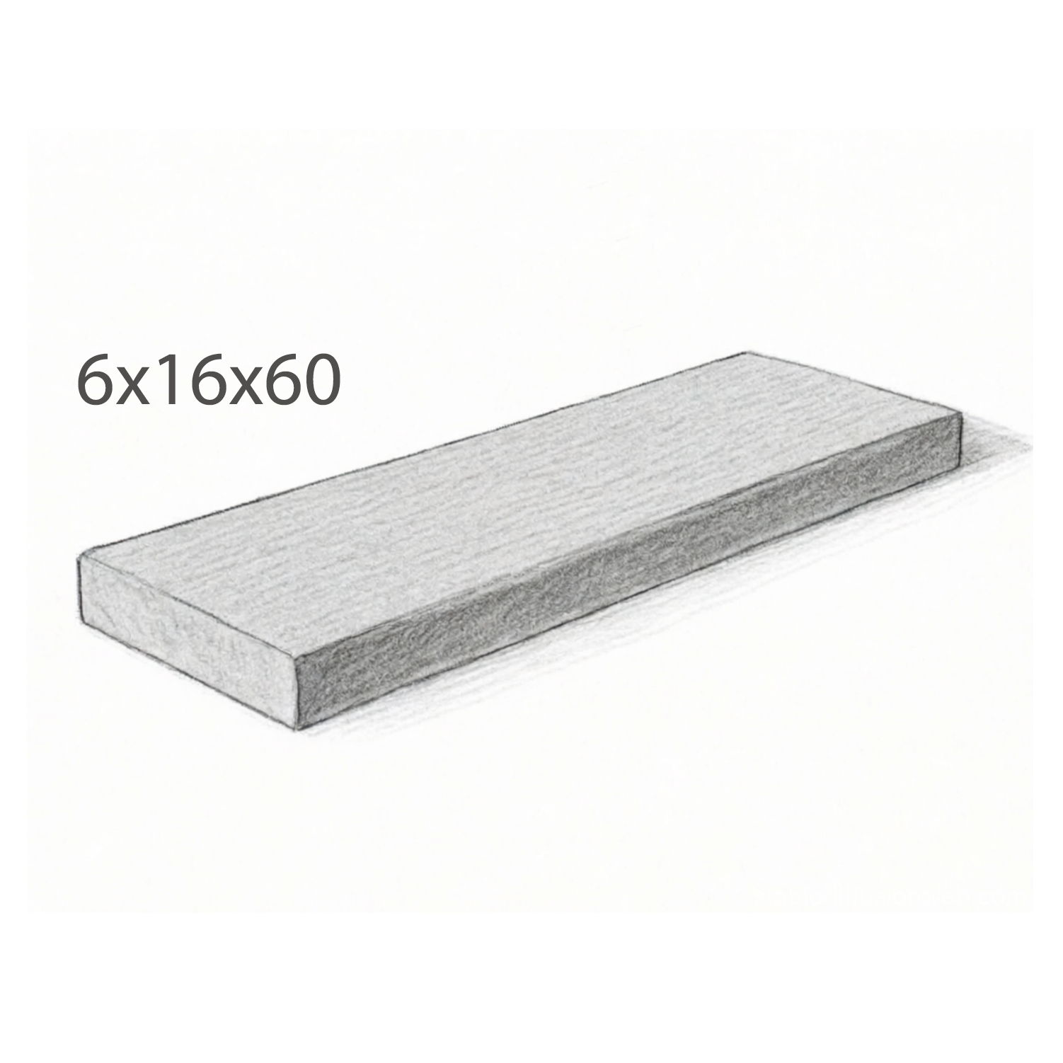 Step - Slate Gray Sandstone - Natural - Cal - Rock Cut - 6"x16"x60" Sketch