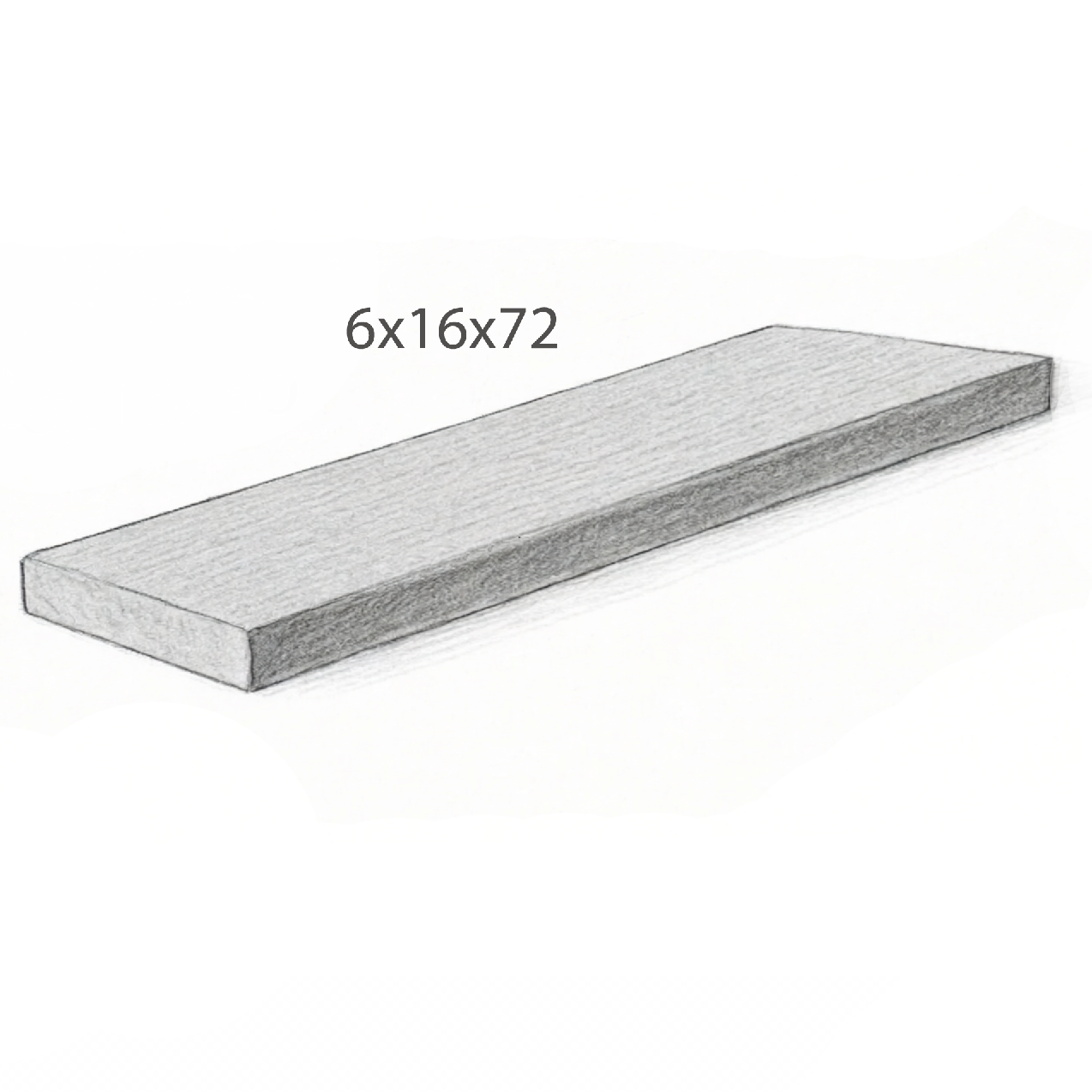 Step - Slate Gray Sandstone - Natural - Cal - Rock Cut - 6"x16"x72" Sketch