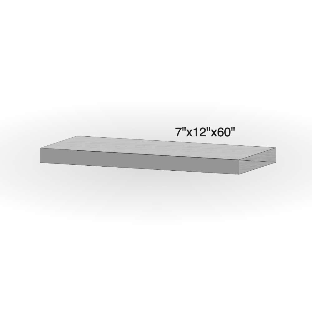 Step - Slate Grey Sandstone - 3 Edges Rockfaced, 1 Longside Sawn - 7"x12"x60" sketch
