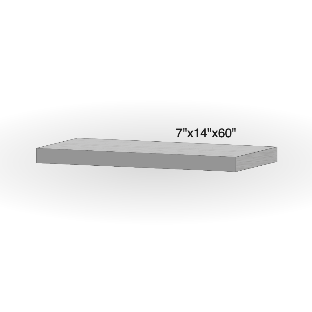 Step - Slate Grey Sandstone - 3 Edges Rockfaced, 1 Longside Sawn - 7"x14"x60" sketch