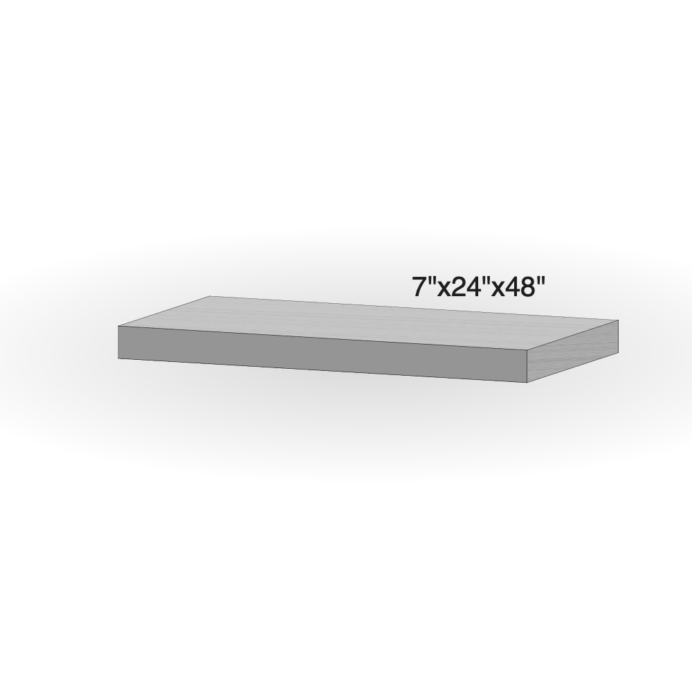 Step - Silver Grey Granite - 3 Edges Rockfaced, 1 Longside Sawn - 7"x24"x48" sketch
