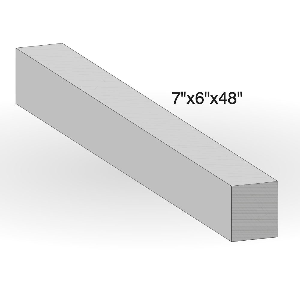 Curb - Beige Sandstone - 1 Long Side, 2 Short Sides Rockfaced - 7"x6"x48" sketch