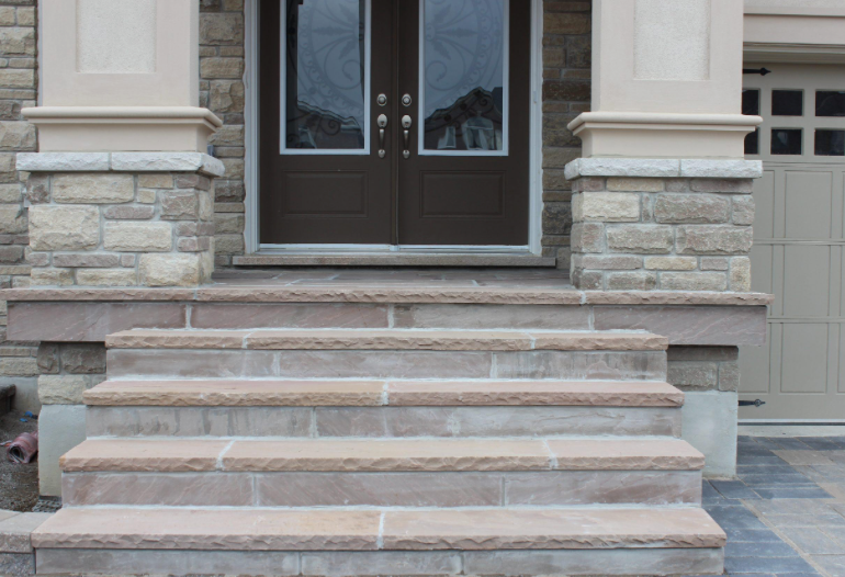 Step - Autumn Brown Sandstone - 3 Edges Rockfaced, 1 Longside Sawn - 6"x12"x48"