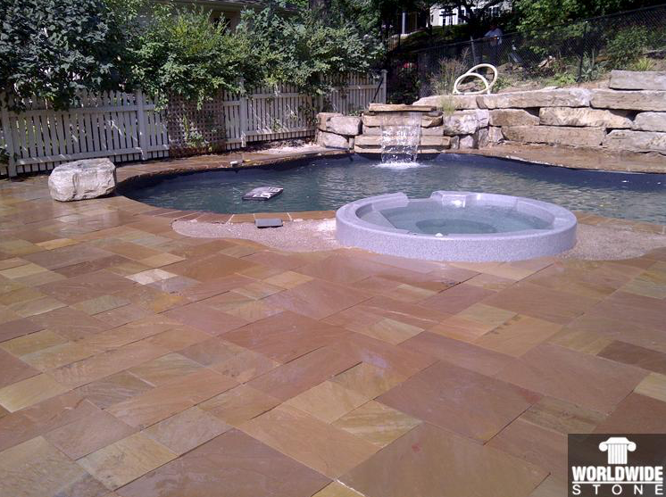 Coping - Autumn Brown Sandstone - 3 Edges Sawn, 1 Longside Rockfaced - 2"x14"x72"