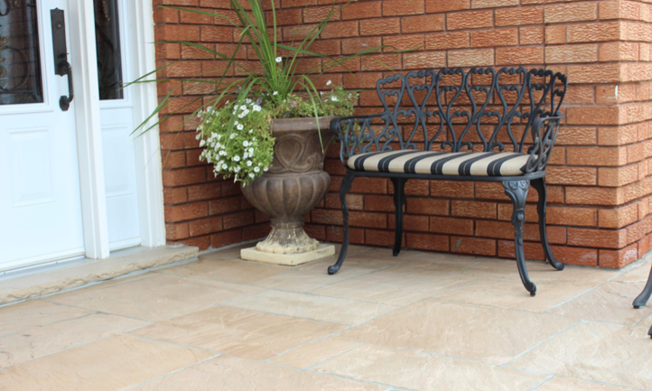 Coping - Beige Sandstone - 3 Edges Sawn, 1 Longside Rockfaced - 2"x12"x96"
