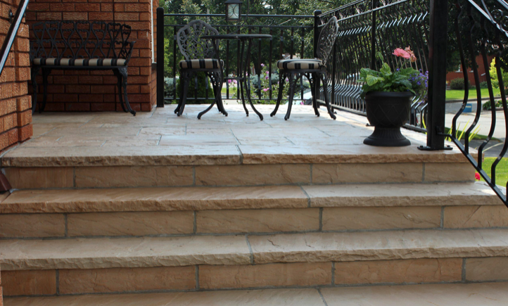Coping - Beige Sandstone - 3 Edges Sawn, 1 Longside Rockfaced - 2"x12"x96"
