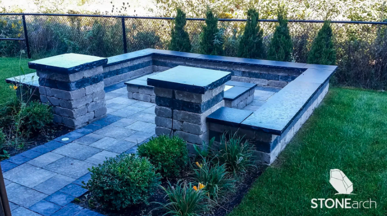 Coping (Wall - RF) - Black Limestone - Natural - Rock Cut - 2"x14"x48"