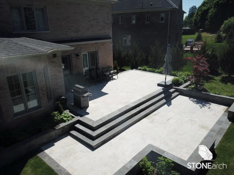 Paver/Cobble - Gray Mix Travertine - Cobble - Tumbled - French Patternx1-1/4""