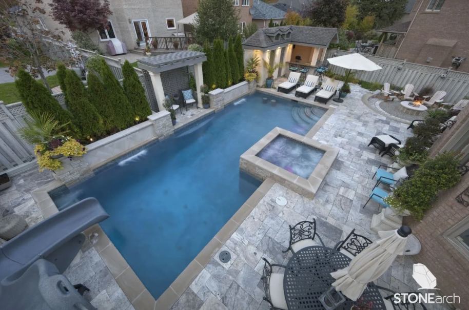 Coping - Gray Mix Travertine - Honed - Saw Cut - 2"x16"x48"