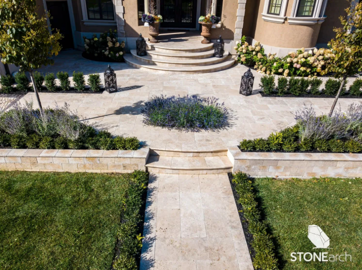 Coping - Ivory Mix Travertine - Honed - Bevelled - Saw Cut - 2"x12"x24"