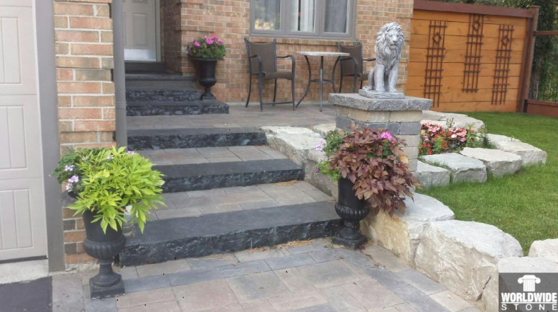 Paver - Kota Black Limestone - Natural Edges M/Cut - 1"x24"x36"