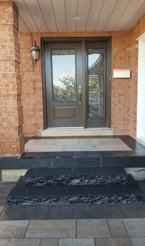 Coping - Kota Black Limestone - 3 Edges Sawn, 1 Longside Rockfaced - 2"x14"x60"