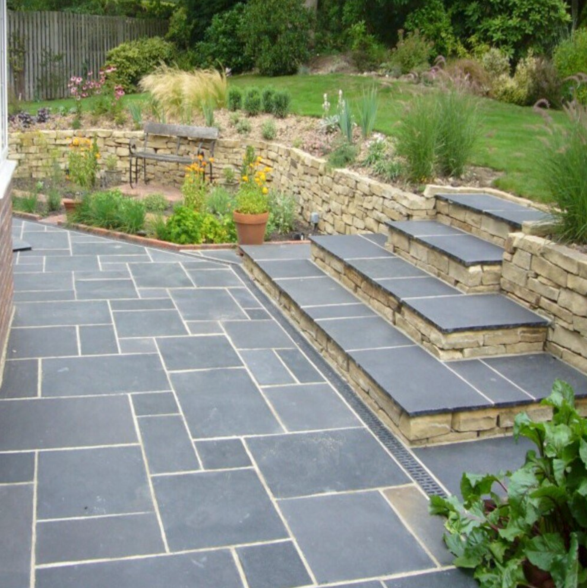 Coping - Kota Black Limestone - 3 Edges Sawn, 1 Longside Rockfaced - 2"x14"x60"
