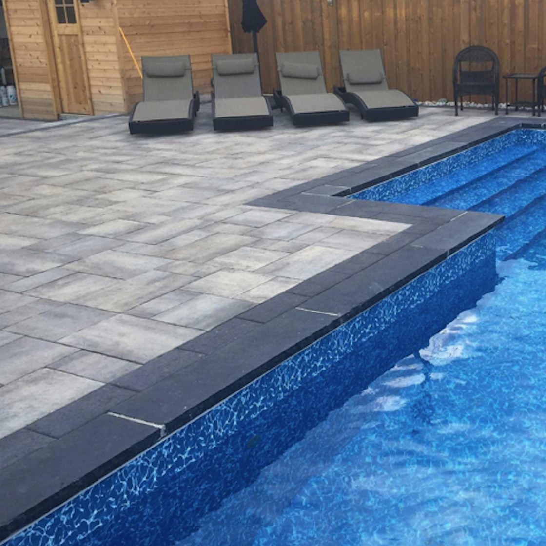 Coping - Kota Black Limestone - 3 Edges Sawn, 1 Longside Rockfaced - 2"x16"x48"