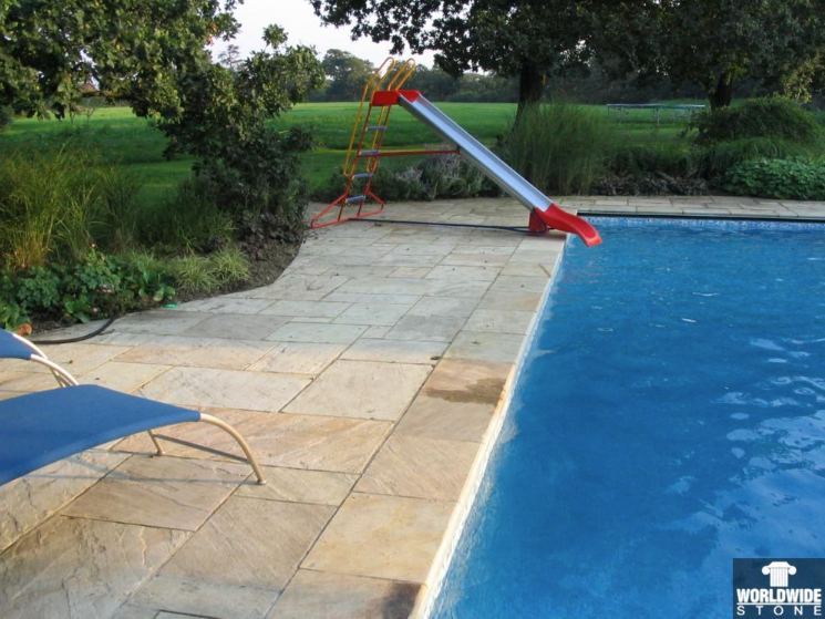 Coping - Mint Sandstone - 3 Edges Sawn, 1 Longside Rockfaced - 2"x14"x48"