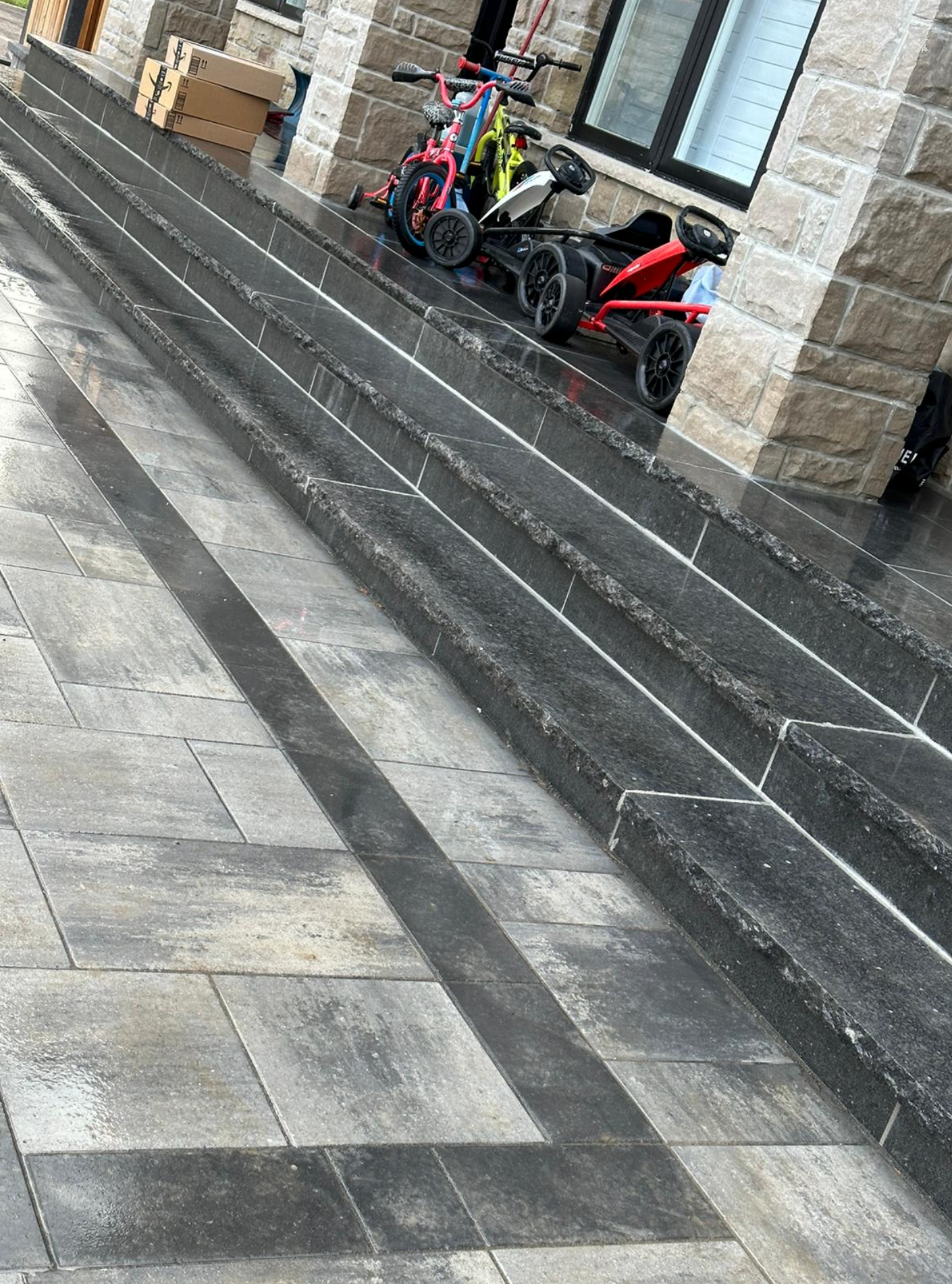 Step - Silver Grey Granite - 3 Edges Rockfaced, 1 Longside Sawn - 6"x12"x48"