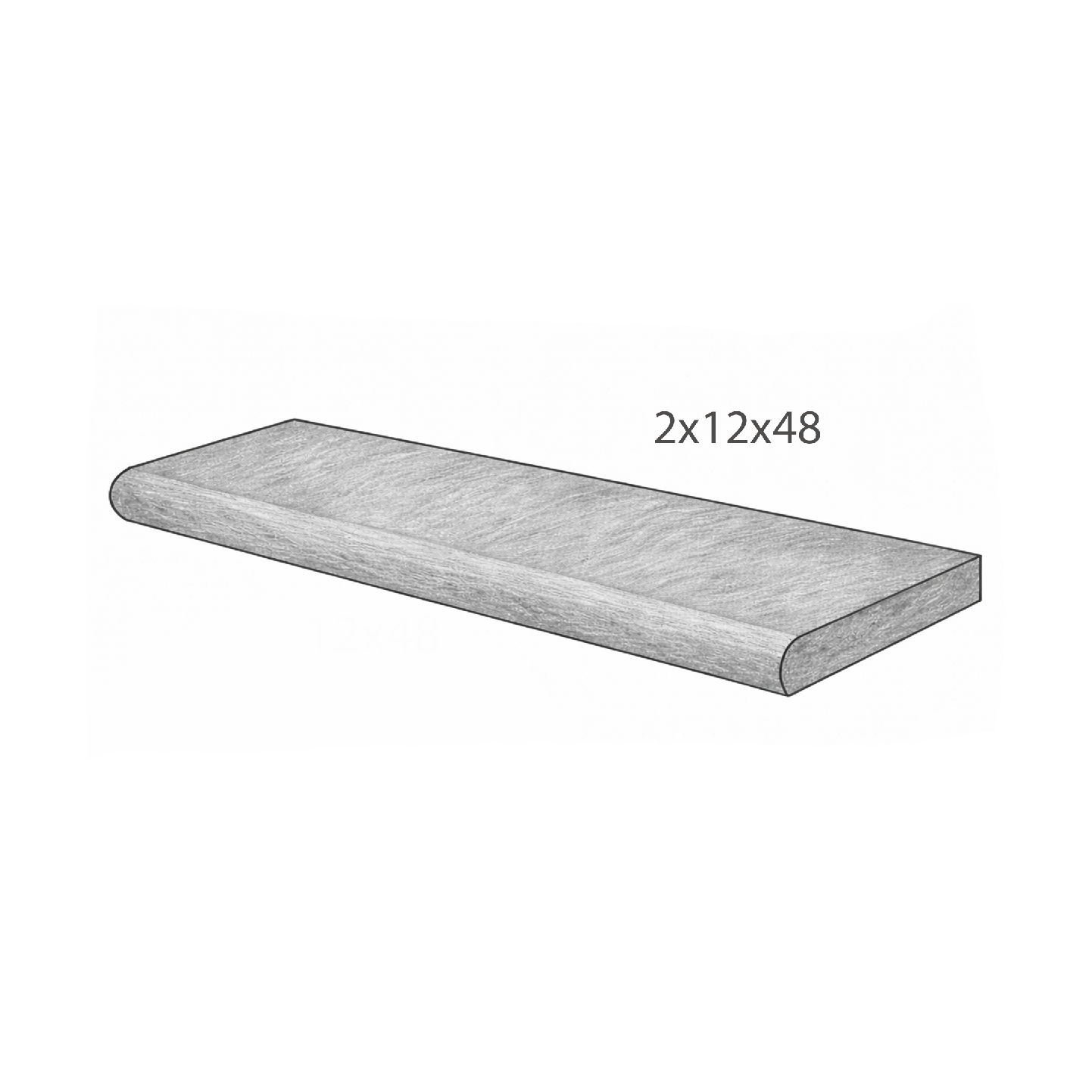 Bullnose Coping - Silver Valley Limestone - 2"x12"x48" sketch