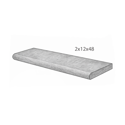 Bullnose Coping - Grey Sandstone - 2"x12"x48" sketch