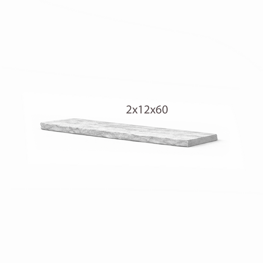Coping - Grey Sandstone - 3 Edges Sawn, 1 Longside Rockfaced - 2"x12"x60" sketch