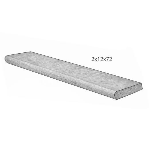 Bullnose Coping - Silver Valley Limestone - Flamed - 2"x12"x72" sketch