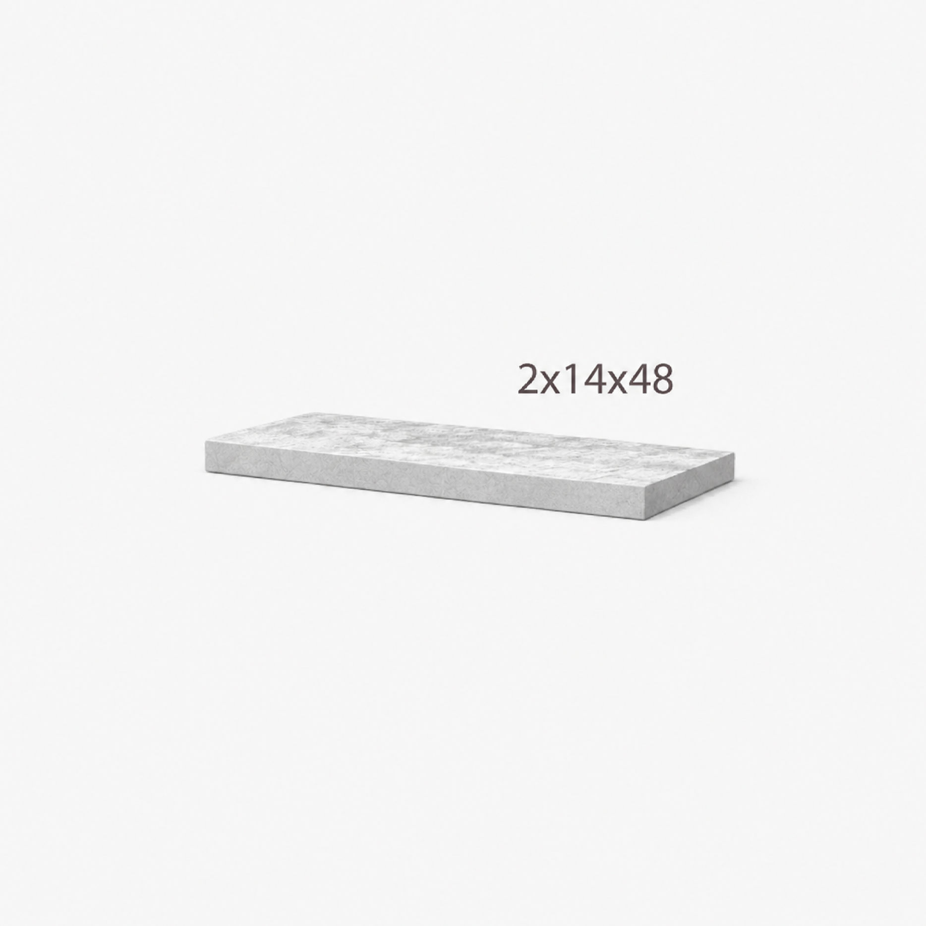 Coping - Ivory Sandstone - 3 Edges Sawn, 1 Longside Straight Cut Finish - 2"x14"x48" sketch