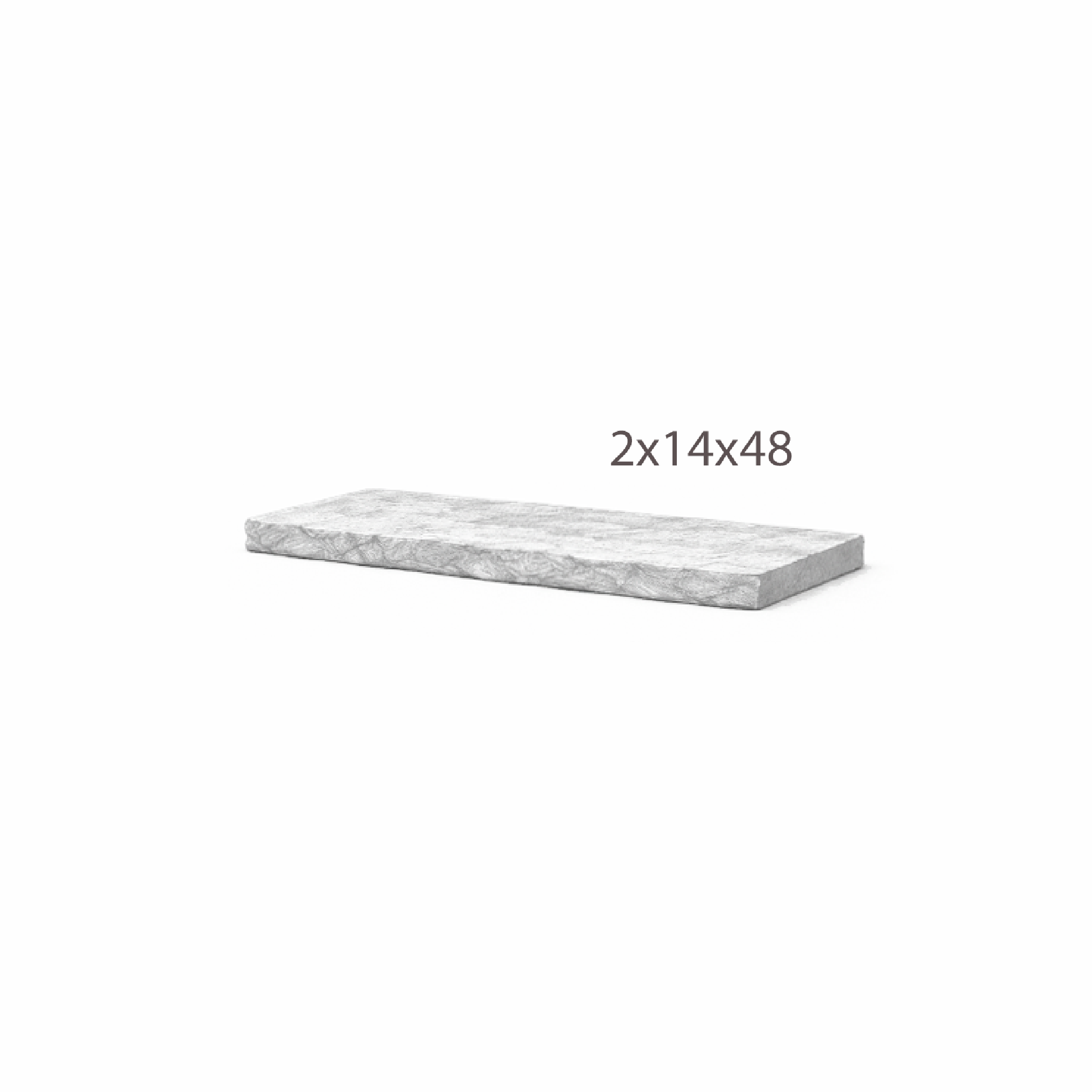 Coping - Grey Sandstone - 3 Edges Sawn, 1 Long Rock Face - 2"x14"x48" sketch