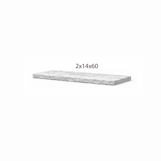 Coping - Kota Black Limestone - 3 Edges Sawn, 1 Longside Rockfaced - 2"x14"x60" sketch