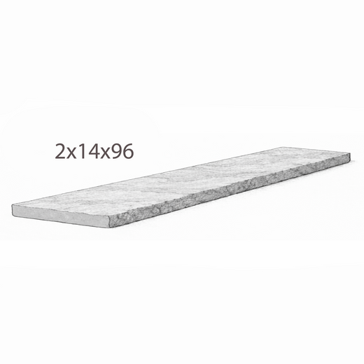 Coping - Antique Grey Limestone - 3 Edges Sawn, 1 Longside Rockfaced - 2"x14"x96" sketch