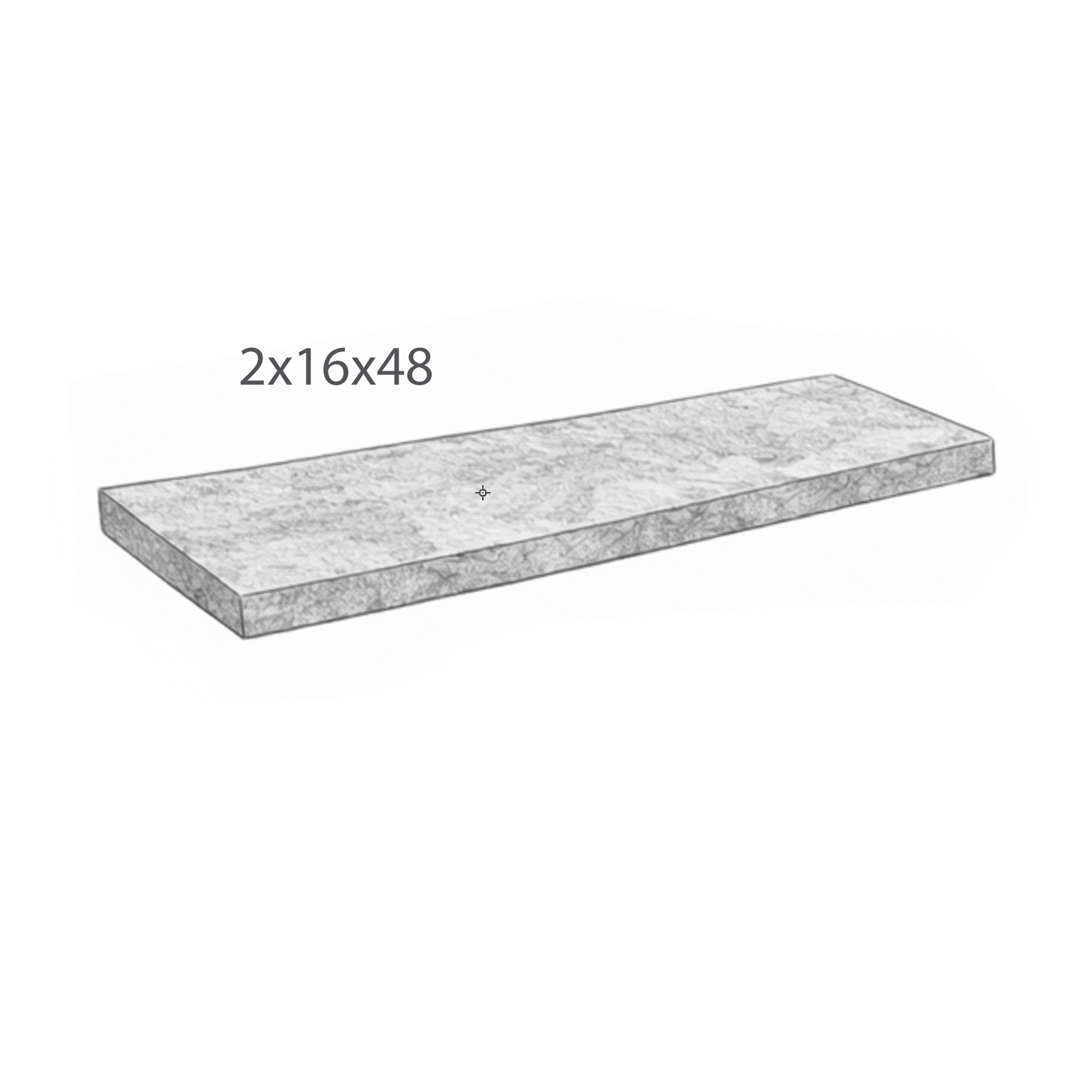 Coping - Gray Mix Travertine - Honed - Saw Cut - 2"x16"x48" sketch