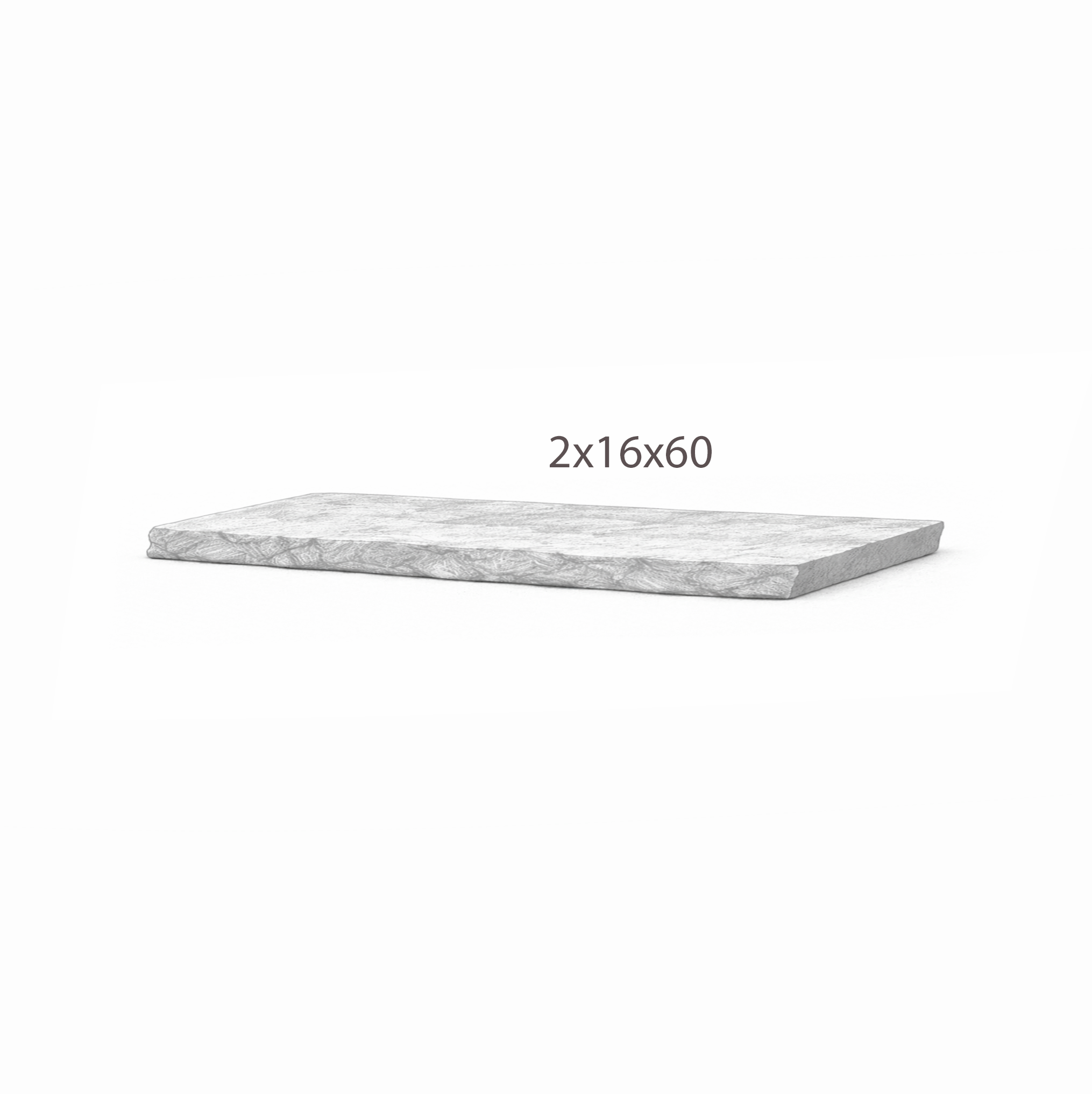 Coping - Ivory Sandstone - 3 Edges Sawn, 1 Longside Rockfaced - 2"x16"x60" sketch