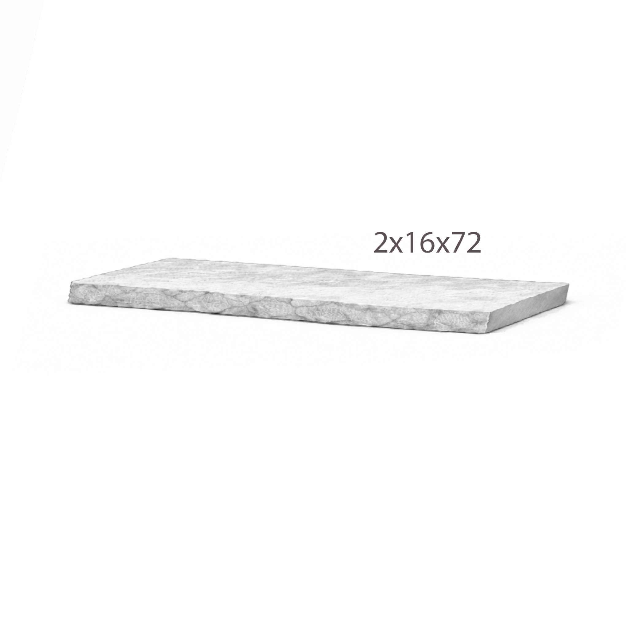 Coping - Moderna Beige Sandstone - 3 Edges Sawn, 1 Longside Rockfaced - 2"x16"x72" Sketch
