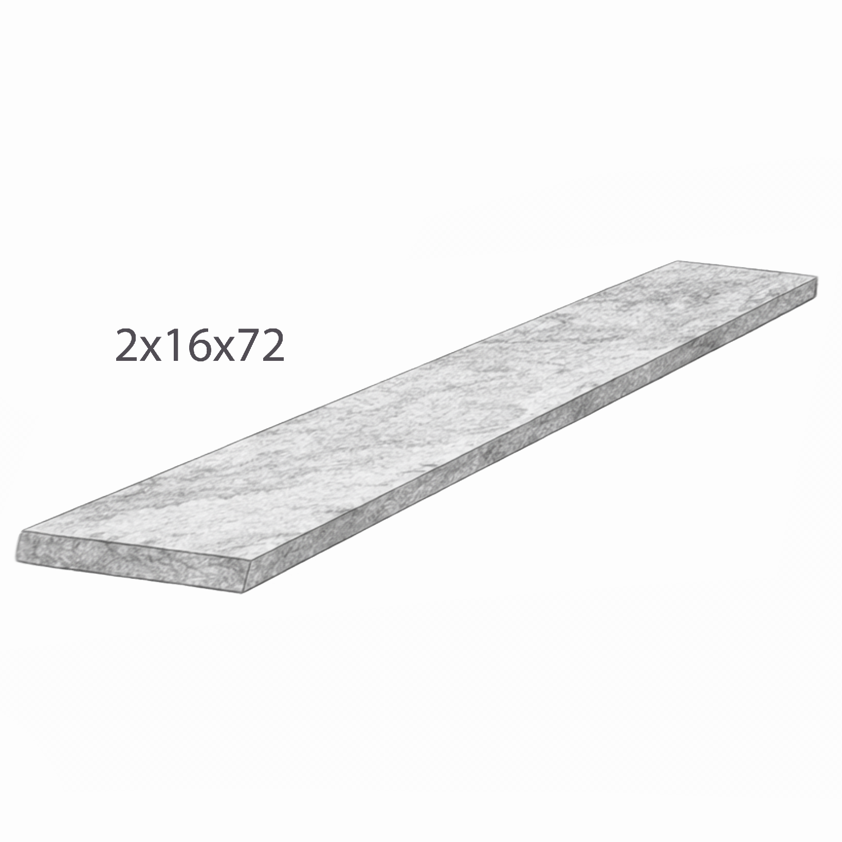 Coping - Indus Gray Limestone - Sand Blast - Saw Cut - 2"x16"x72" sketch