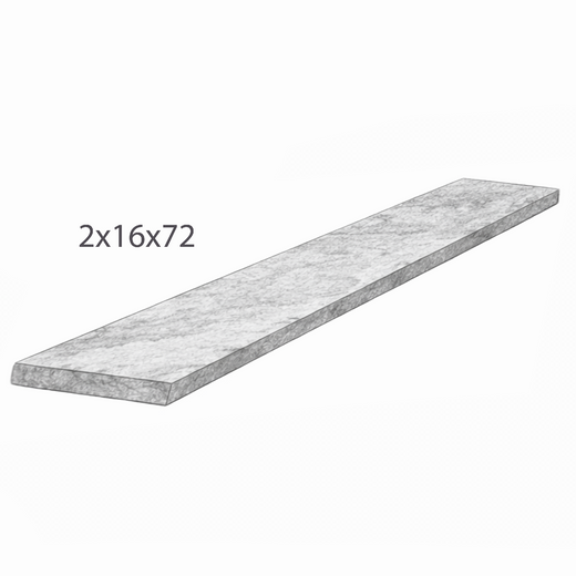Coping - Indus Gray Limestone - Sand Blast - Saw Cut - 2"x16"x72" sketch