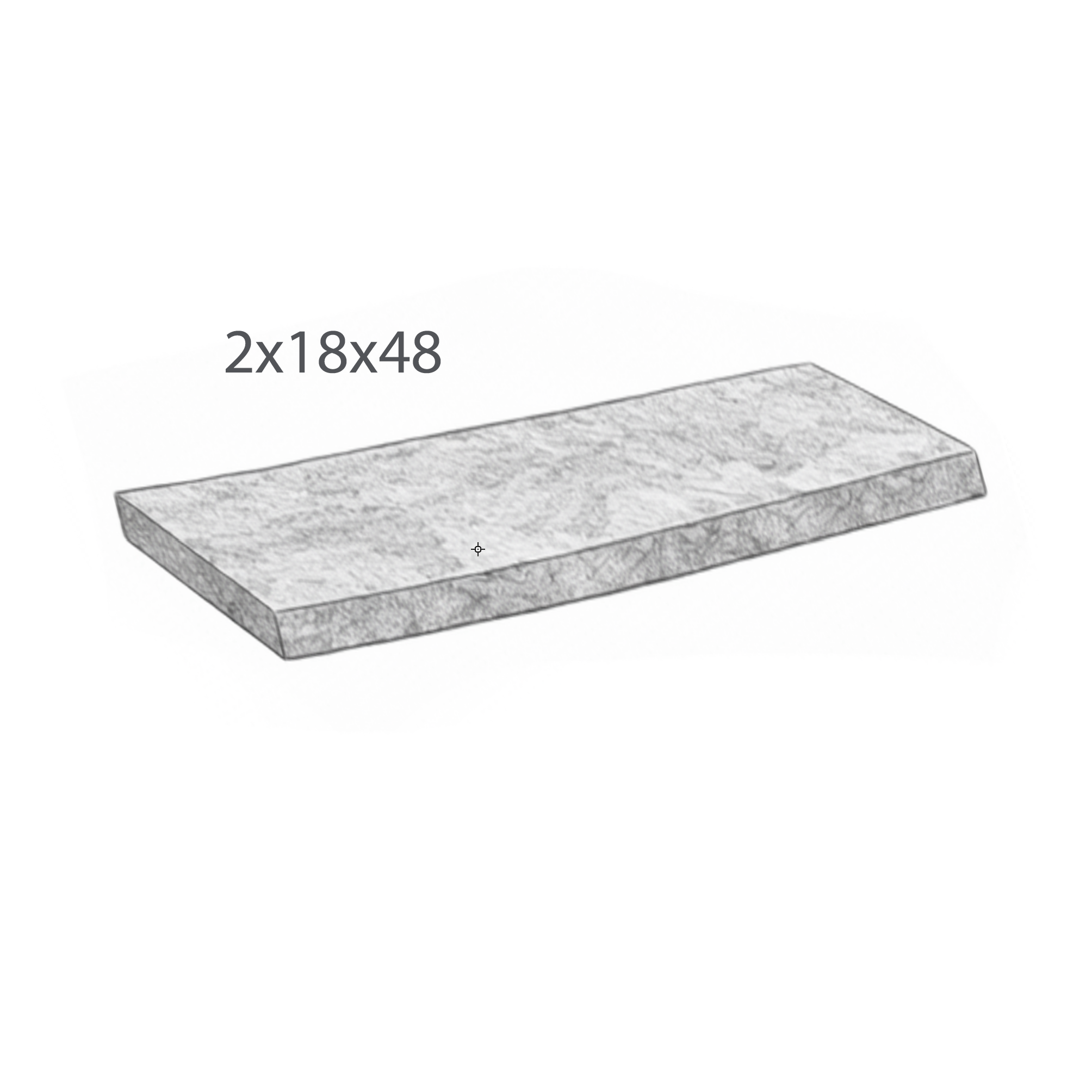 Coping - Indus Gray Limestone - Straight - Saw Cut - 2"x18"x48" sketch