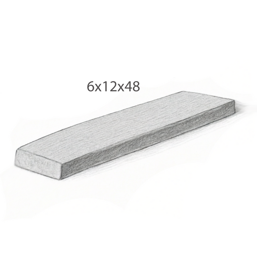 Step - Slate Grey Sandstone - 3 Edges Rock Face, 1 Longside Sawn - 6"x12"x48" Sketch