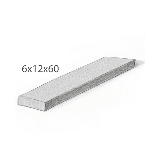 Step - Slate Grey Sandstone - 3 Edges Rock Face, 1 Longside Sawn - 6"x12"x60" Sketch