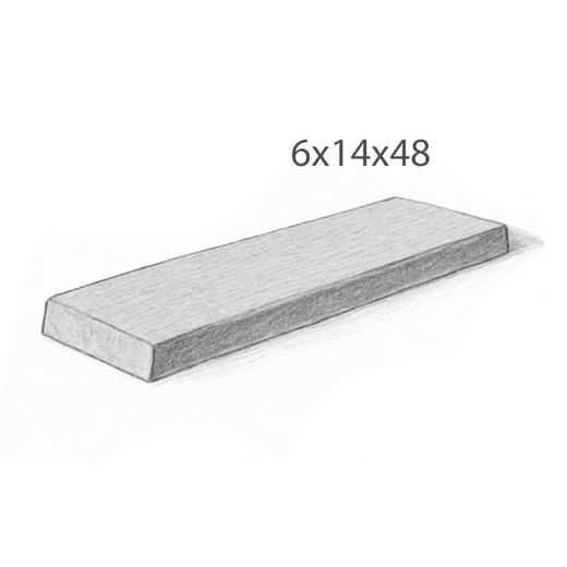 Step - Slate Grey Sandstone - 3 Edges Rock Face, 1 Longside Sawn - 6"x14"x48" Sketch