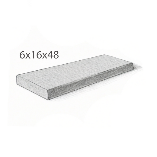 Step - Slate Grey Sandstone - 3 Edges Rock Face, 1 Longside Sawn - 6"x16"x48" Sketch