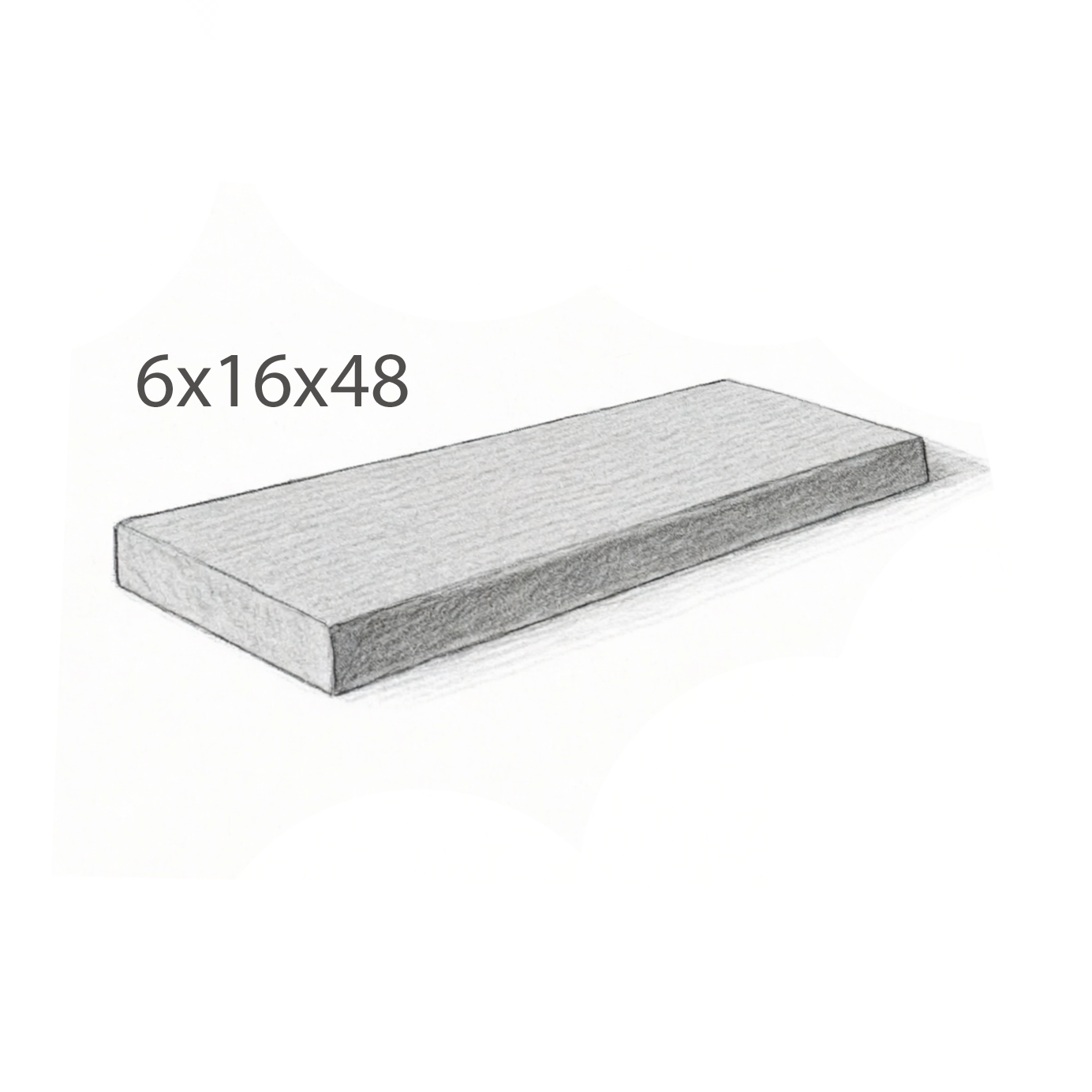 Step - Gray Granite - Flamed - Rock Cut - 6"x16"x48" Sketch