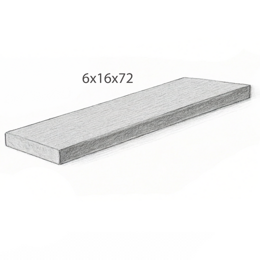 Step  - Indus Gray - Sand Blast - Saw Cut - 6"x16"x72" Sketch