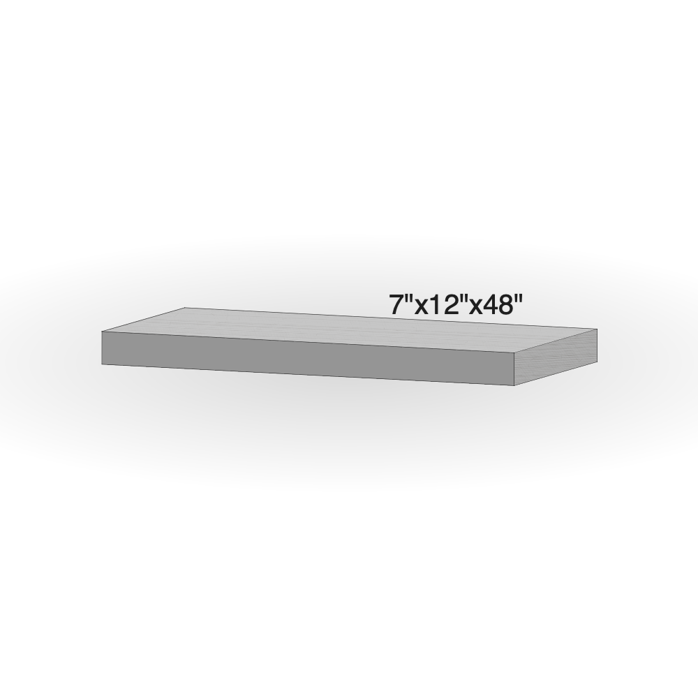 Step - Grey Sandstone - 3 Edges Rockfaced, 1 Longside Sawn - 7"x12"x48" sketch