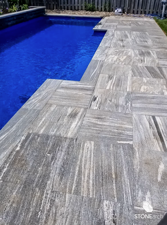Paver - Alicante Black Granite - Flamed - Saw Cut - 1-1/4"x12"x24"