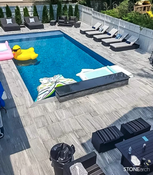 Coping (Wall - RF) - Alicante Black Granite - Flamed - Rock Cut - 2"x14"x48"